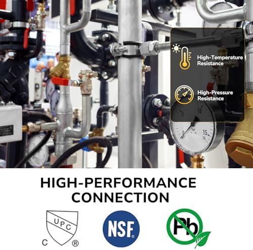 10 Pack Pex Fittings, 1" Pex 90 Degree Elbow, Heavy-Duty Brass Crimp Fittings for PEX Pipes with Leak-Resistant Construction, NSF & UPC Certified