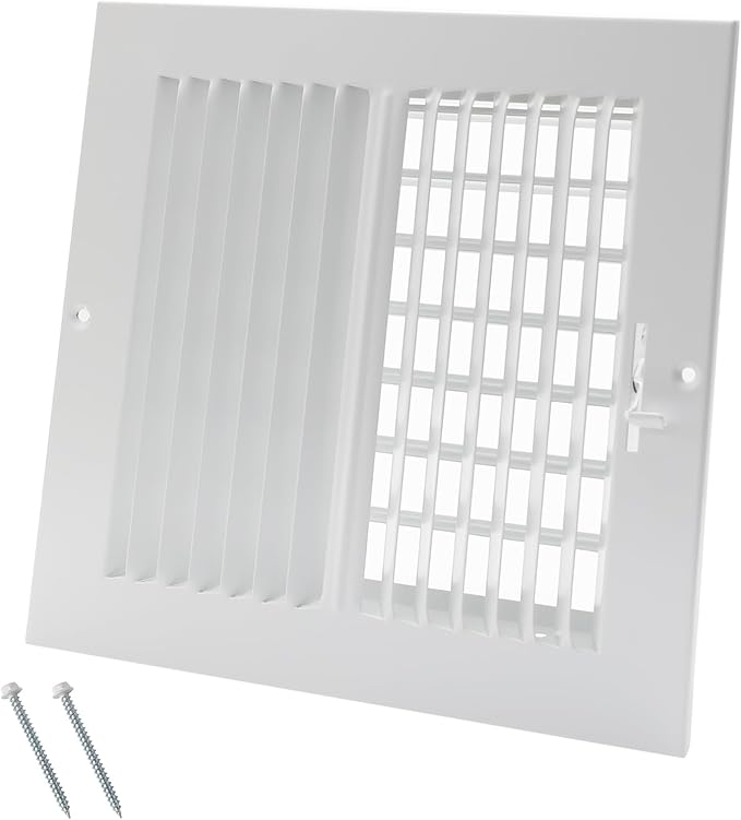 8 x 8 Inch [Duct Opening] Air Vent Covers for Wall or Ceiling - High Airflow 2 Way Steel Ventilation - Adjustable Wall/Ceiling Register, 9-3/4 Inch x 9-3/4 Inch [Overall Dimensions]
