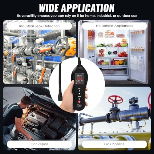 HVAC Refrigerant Leak Detector, Freon Leak Detector, Halogen Gas Sniffer for Air Conditioning & Automotive AC, 0-1000ppm Range with 10-Inch Probe, Detects R12 R22 R134a R410a CFCs HCFCs HFCs