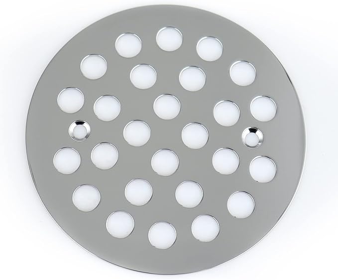 4-1/4 Inch Screw-in Round Floor Drain Cover Replacement Shower Drainer Grates (Chrome)