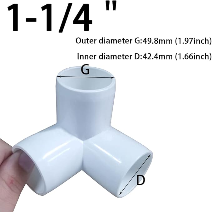 1-1/4“ Tee PVC Fitting 3 Way Elbow Connector, Furniture Grade 90 Degree Elbow Side Outlet, PVC Corner Fittings for Building Furniture Greenhouse Shed Pipe Fittings Tent Connection (Pack of 8)