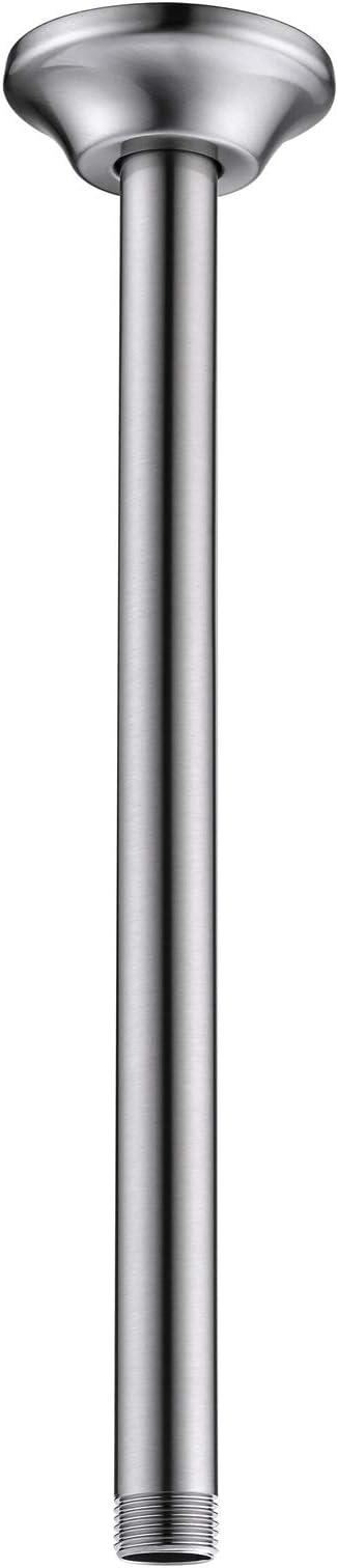 BESTILL 12 Inch Ceiling Mount Rain Shower Head Arm and Flange, Brushed Nickel