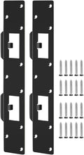 Double Holes Latch Reinforcement Plate Heavy Duty Security Latch Plate Security Striker Plates for Exterior Interior Door Deadbolt Fix Door Frame for 4.5 inch Hole Center (Black-2Pcs)