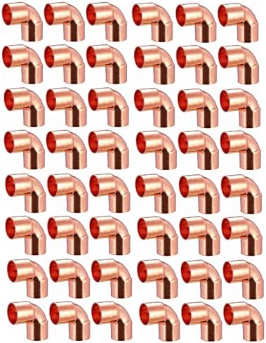 (50) EZ-FLUID 3/4" C X C LF Short Radius Copper 90 Degree Elbow Pressure Copper Fitting with Sweat Solder Connection for Residential,Commercial Plumbing