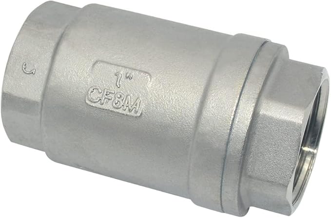1" NPT Female WOG1000 Check Valve, Spring Loaded In-line Low Cracking Pressure, Stainless Steel SS316 CF8M (1 Inch)…