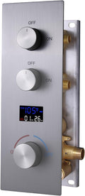2 Function Shower Diverter with Temperature Display Solid Brass Shower Mixer Valve Pressure Balancing and Flow Control Bathroom Shower Diverter Valve,Brushed Nickel