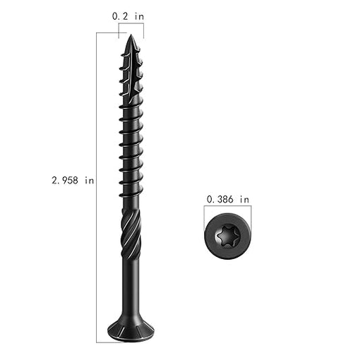 #10 * 3" Black Deck Screws, (68pcs) 1 lbs.Exterior Wood Screws, Rust Resistant Epoxy Coated, Bronze, T20 Star Bit
