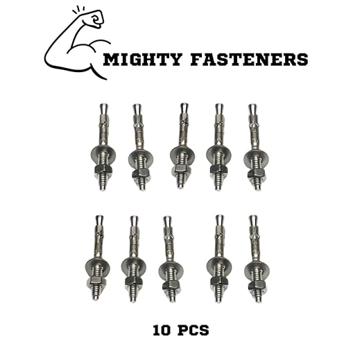 Wedge Anchors – Heavy-Duty 304 Stainless Steel Expansion Bolts for Concrete & Masonry, Rust-Resistant & Durable - 1/4" X 2-1/4" - 10 Pack