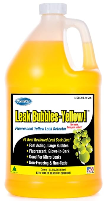 ComStar Leak Bubbles Yellow HVAC & Gas Detector, Fastest-Acting Leak Detector in Today's Market - Safe, Non-Corrosive, Long-Lasting Bubbles & Detects Micro Leaks, Made in USA, 1 Gallon (90-205)