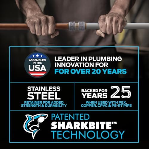 SharkBite Max 1/2 Inch x 3/8 Inch 90 Degree Dishwasher Elbow, MNPT, Pack of 6, Push to Connect Brass Plumbing Fitting, PEX Pipe, Copper, CPVC, PE-RT, HDPE, UR281