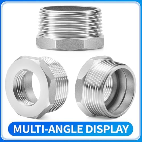 ChillWaves 304 Stainless Steel Pipe Fitting, Reducer Hex Bushing 1-1/4" NPT Male x 1/2" NPT Female Thread Adapter(3-PACK)