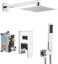 Shower System with High Pressure Rainfall Shower Head, Handheld Shower head and Shower Faucet Trim Kit, Rain Mixer Shower Set Wall Mounted Chrome（Valve Include）