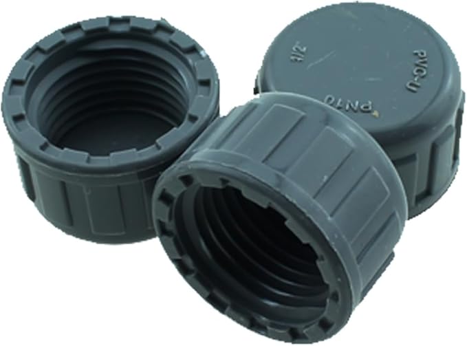12-Piece 1/2 Inch PVC Inner Teeth Pipe Plugs - PVC Threaded Water End Cap Connectors for Irrigation Systems and Water Supply Lines