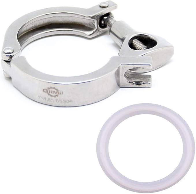 Stainless Steel 304 Single Pin Heavy Duty Tri Clamp with Wing Nut for Ferrule TC 1.5" with 1 pc Silicone Gasket