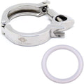 Stainless Steel 304 Single Pin Heavy Duty Tri Clamp with Wing Nut for Ferrule TC 1.5" with 1 pc Silicone Gasket