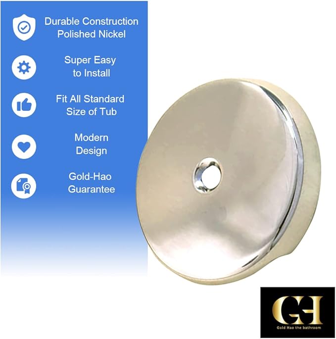 Single Hole Bathtub Drain Overflow Plate - Overflow Drain Cover | Tub Drain Cover with Three Matching Screws/Bathtub Overflow Drain Cover with Adapter (Brushed Nickel)