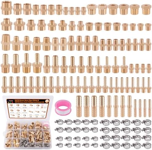 146Pcs Brass Hose Pipe Fitting & Hose Barb Fitting Kit