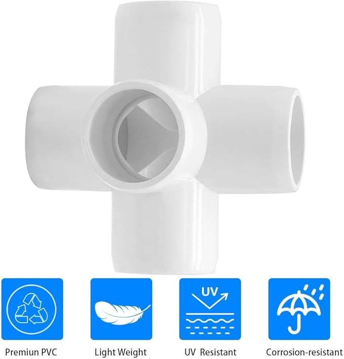 YSIL PVC Fittings Elbow Furniture Grade Connector 5 Way 1-1/2 Inch 5Pcs for DIY PVC Structure and Frame,Fits 1-1/2" Sch 40 PVC Pipes
