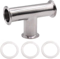 DERNORD Clamp Tee 3 Way Stainless Steel 304 with 3 Silicone Gaskets Fits 2" Tri Clamp, 51mm Pipe OD Sanitary Fittings (2 inch)