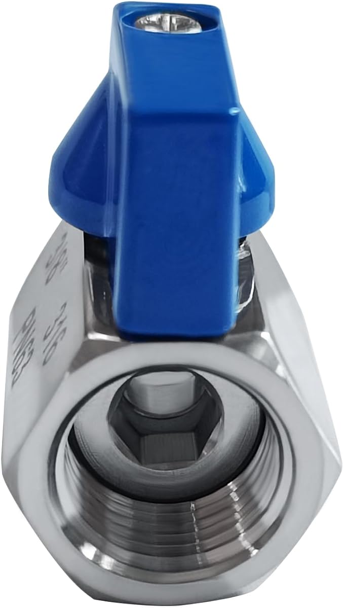 316 Stainless Steel Mini Ball Valve 3/8" NPT Female x Male Thread Shut Off Valve for Water,Oil and Gas 2pcs