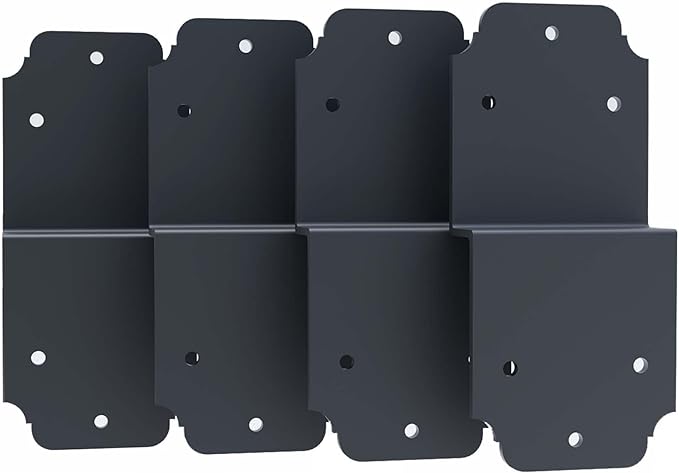 4packs Heavy Duty Pergola Bracket Black,6" Steel Angle Joist Tie Z Fix Bracket for Wood DIY Projects - Large Connector Brace,Post to Beam Connectors Repair Hardware,Joining Brackets