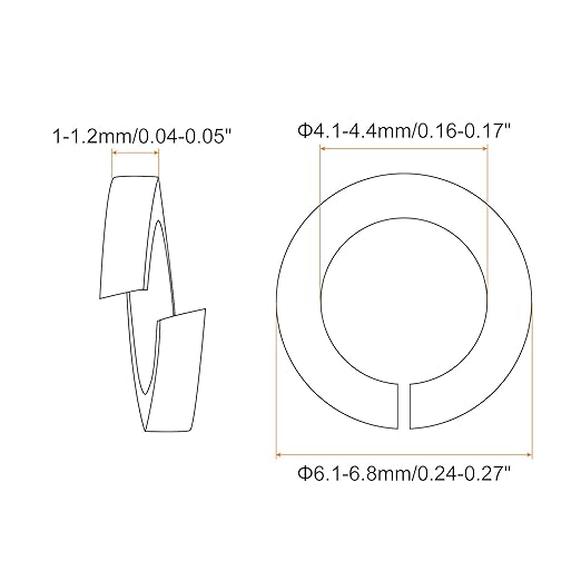 uxcell 80 Pcs Spring Lock Washer, M4 Split Lock Washer Assortment Copper Lock Washers for Screws Bolts Nuts