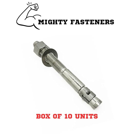 Wedge Anchors – Heavy-Duty 304 Stainless Steel Expansion Bolts for Concrete & Masonry, Rust-Resistant & Durable - 1" X 9" - 10 Pack
