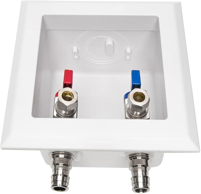 EFIELD Pex Pre-assembled Faucet Outlet Box, 1/2-Inch Pex-A Expansion F1960 Inlet with Installed 1/4-Turn Ball Valve For Hot & Cold Water Supply, Chrome Plate,(FC002)