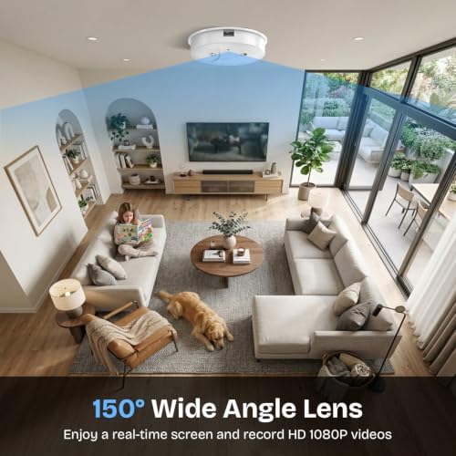 1080P HD Wireless WiFi Smoke Detector Camera for Home Security with App Control, Motion Detection, Night Vision & Loop Recording for Office/Shop/Pet, User-Friendly