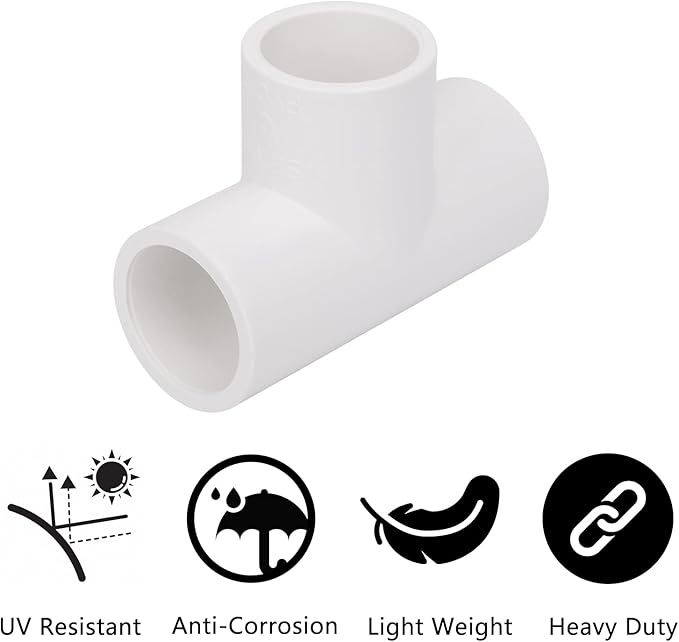 20 Pack 3 Way 1/2 Inch Tee PVC Fittings, 1/2inch SCH 40 PVC Pipe Fitting Adapter for Water Supplies Build PVC Furniture DIY Garden Shelf Greenhouse (Socket *Socket*Socket)