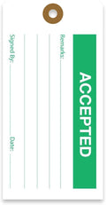 Tags 4 Less Production Quality Control Hang Tags – Equipment Preventative Maintenance Labels, for Easy Record-Keeping for Inventory Status (Accepted, Pack of 100)