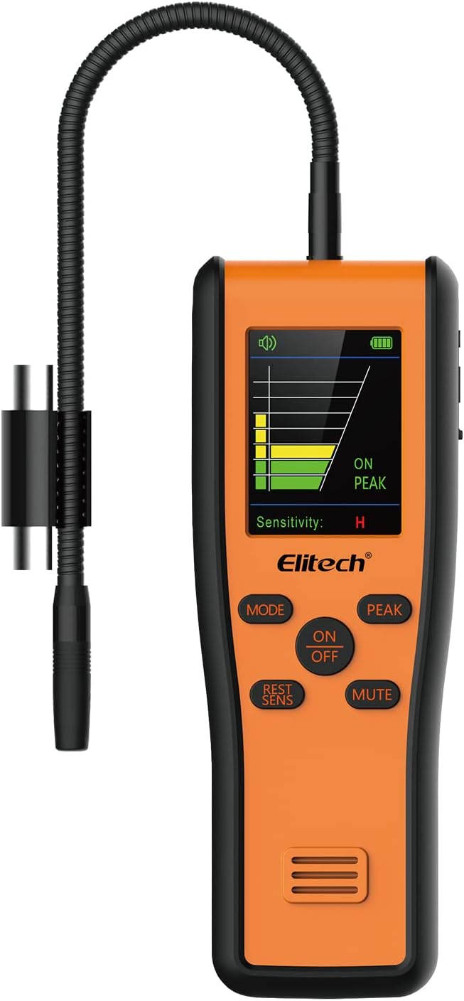 Elitech Refrigerant Leak Detector, Infrared & Heated Diode Sensors in 1 Unit, HVAC Halogen Gas Sniffer, Anti-Interference, IR-200