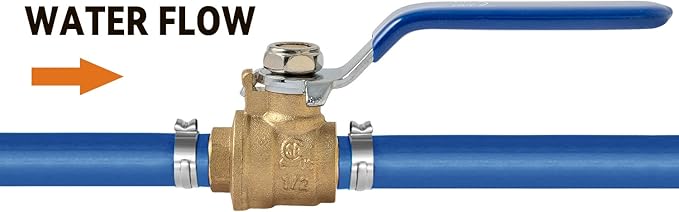 SUNGATOR 6 Pack Pex Valves 1/2 inch, Full Port Quarter Turn Shut Off Valve (Blue), ASTM F1807, CUPC Certified