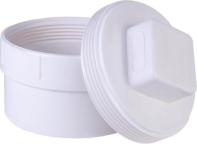 6" PVC Sewer Cleanout cap,DWV Flush Sewer Cleanout Adapter with Plug for Drainage Pipe Fitting