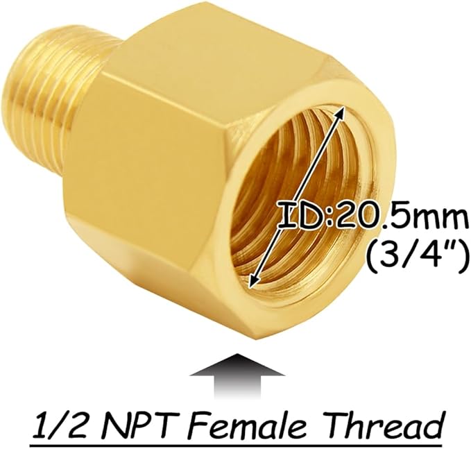 3PCS Brass Reducer Adapter, 1/2" NPT Female to 3/8" NPT Male Thread, Hex Reducing Pipe Fitting Coupler Nipple Connector for Water/Oil/Gas