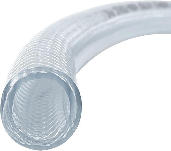 Gloxco Clear Braided PVC Tubing, Food Grade, Heavy Duty Reinforced Hose, 5/8" ID, 10 Ft Length