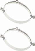 HARFINGTON 2pcs 201 Stainless Steel 7.5-7.9"/190-200mm Split Ring Pipe Hanger Pipe Strap Clamp Split Ring Hanger with Rubber for Tubing Shower Curtain Tiki Torch, Silver Tone