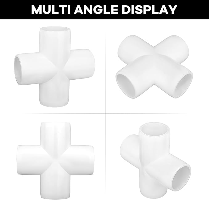 12 Pack 3/4" Cross PVC Fitting Connector, 4-Way Cross Furniture Grade Elbow Fittings for DIY PVC Shelf Building Furniture Garden Greenhouse Connection Tent