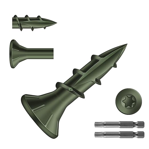 #8 x 5/8" Deck Screws (647Pcs) 2lb. Carbon Steel, Green, Flat Head, Rust Resistant epoxy Coated, with T25 Star Bit
