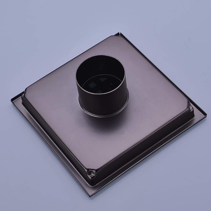 Square Shower Floor Drain with Removable Cover Grid Grate 6 inch Long, SUS 304 Stainless Steel Brushed Bronze Finished