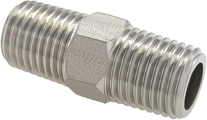 Hooshing 1/4" NPT Stainless Nipple Male to Male Pipe Fittings for Brew Kit Home Piping, Pack of 4
