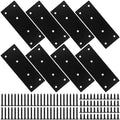Mending Plate, Metal Steel Flat Straight Brace Bracket, Black Double-Wide Joining Plate for Wood Furniture Fastening & Fixing with 2 Sets of Screws of Different Lengths(48x128mm, 8 Pack)