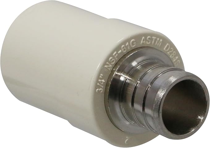 XFITTING 3/4 inch Pex X 3/4 inch Cpvc Coupling, Transition Coupling, Brass Pex B Crimp Fittings - Brass, 2 Pieces