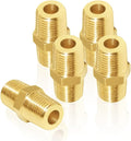Joywayus Hex Nipple 1/8" Male x 1/8" Male NPT SolidBrass Threaded Straight PipeNipple Fittings for Brew Kit Home Piping (Pack of 5)
