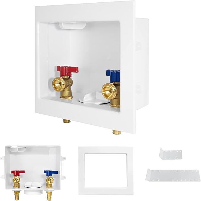 30-PACK GUOFIS Washing Machine Outlet Box, PEX Laundry Washer Box with Central and Side Drain Design(1/2"PEX-A Expansion Connection Inlet X 3/4"MHT Outlet)(WM003-30Pack)