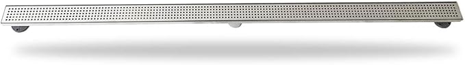 Neodrain 48-Inch Linear Shower Drain with Removable Quadrato Pattern Grate,Brushed 304 Stainless Steel Rectangle Shower Floor Drainr, Linear Drain with Leveling Feet,Hair Strainer
