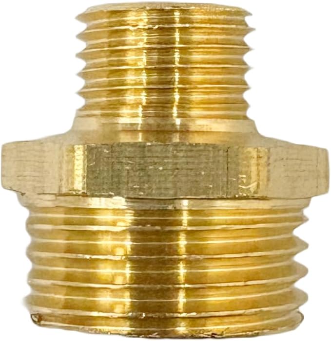 1/2" x 1/4" Male Threaded Hex Nipple Reducer Brass NPT Pipe Fitting Adapter Straight Connectors Pack of 5