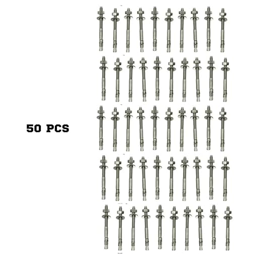 Wedge Anchors – Heavy-Duty 304 Stainless Steel Expansion Bolts for Concrete & Masonry, Rust-Resistant & Durable - 1/4" X 3" - 50 Pack