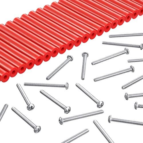 48 Pieces Electrical Outlet Spacers Extender Kit Includes 24 pcs 3 Inch Switch and 24 1-1/2 Inch 6-32 Thread Flat Head Device Mounting Extra Long Electrical Outlet Screws(Red)