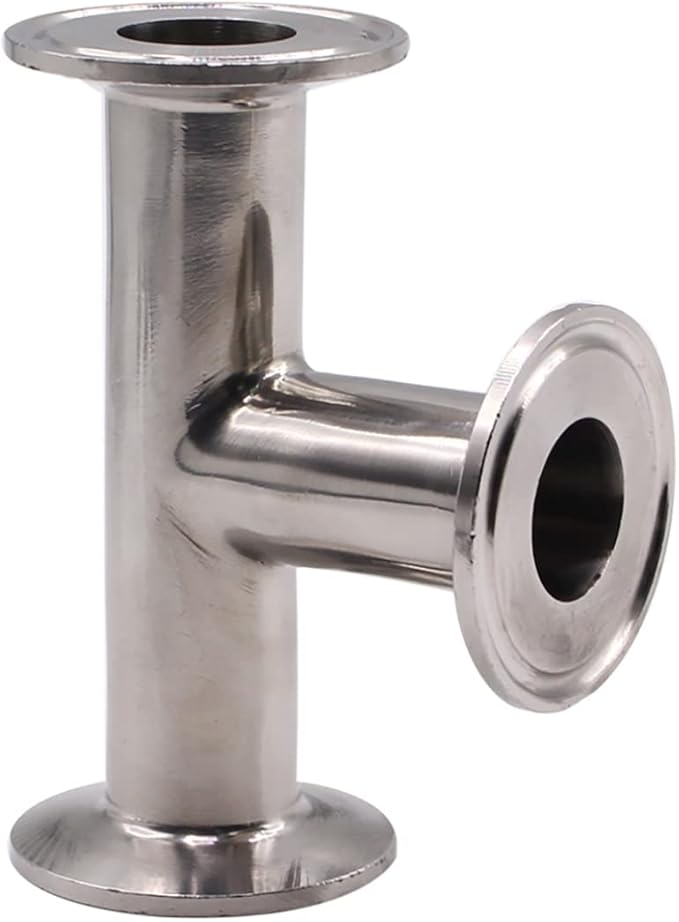 DERNORD 2 Pack Clamp Tee 3 Way Stainless Steel 304 with 6 Silicone Gaskets Fits 1.5" Tri Clamp, 25mm Pipe OD Sanitary Fittings(1 inch)